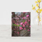 桃の花 花道 新年 春のタイ カード (黄色い花)