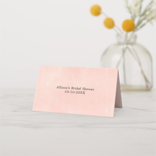 桃の葉の花のエレガントなプレースカード プレイスカード (裏面)