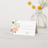 桃の葉の花のエレガントなプレースカード プレイスカード (正面)