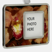 桃の蘭と雨滴フローラ シルバープレートフレームオーナメント (右)