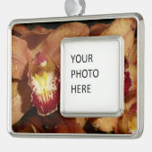 桃の蘭と雨滴フローラ シルバープレートフレームオーナメント (左)