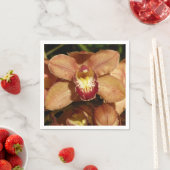 桃の蘭と雨滴フローラ スタンダードカクテルナプキン (インサイチュ)