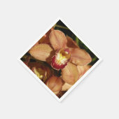 桃の蘭と雨滴フローラ スタンダードカクテルナプキン (角)