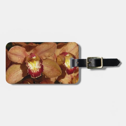 桃の蘭と雨滴フローラ ラゲッジタグ (正面横)