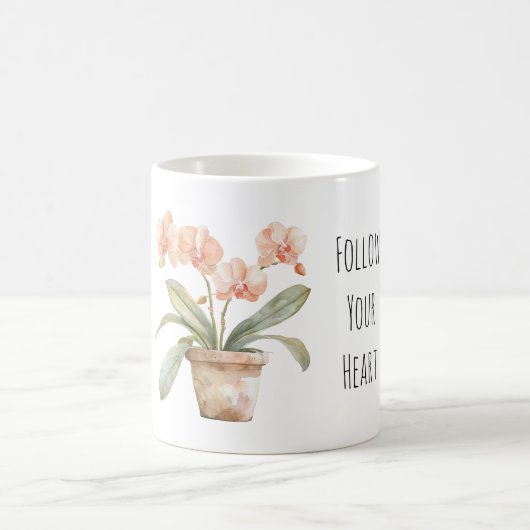 桃の蘭の花 コーヒーマグカップ (中央)