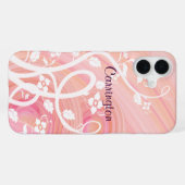 桃の螺旋、透かし彫りと花 iPhoneケース (裏面横)