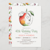 桃の誕生日パーティーの招待 招待状 (正面/裏面)