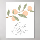 桃の誕生日パーティーカードとギフトサイン ポスター (正面)