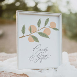 桃の誕生日パーティーカードとギフトサイン ポスター