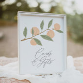 桃の誕生日パーティーカードとギフトサイン ポスター