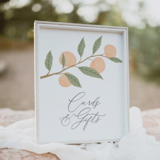 桃の誕生日パーティーカードとギフトサイン ポスター