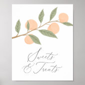 桃の誕生日パーティースイーツアンドトリートズサイン ポスター (正面)