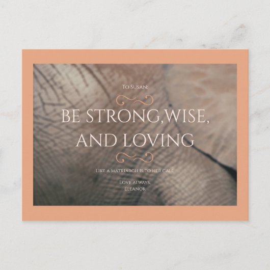 桃の象の赤ちゃんシャワー ポストカード (正面)