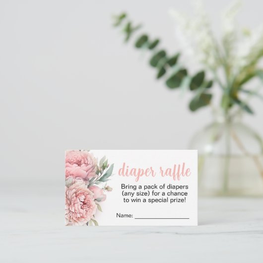 桃の赤ちゃんシャワーおむつラッフルエンクロージャカード エンクロージャーカード (スタンド正面)