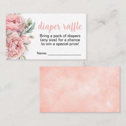 桃の赤ちゃんシャワーおむつラッフルエンクロージャカード エンクロージャーカード (正面/裏面)