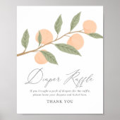 桃の赤ちゃんシャワーおむつラッフルサイン ポスター (正面)