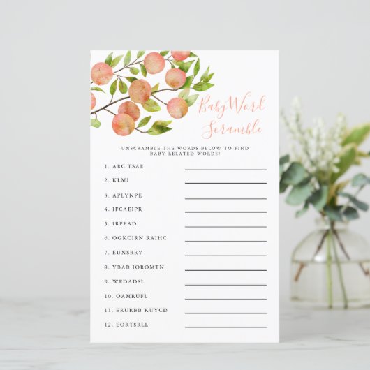 桃の赤ちゃんシャワー単語スクランブルゲーム (スタンド正面)