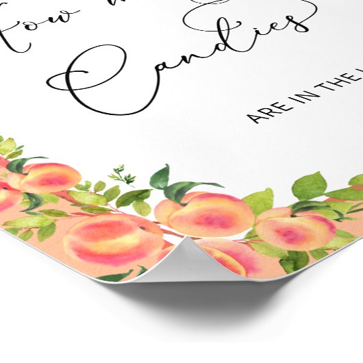 桃の赤ちゃんシャワー瓶の中にキャンディーの数 ポスター (角)