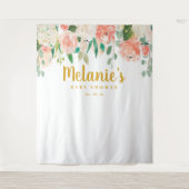 桃の赤ちゃんシャワー背景、フォトブースプロップ タペストリー (正面)