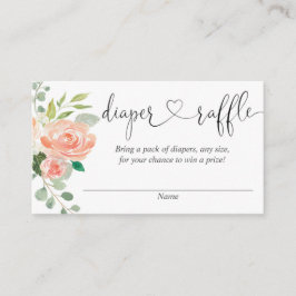 桃の赤面女の子の赤ちゃんシャワーおむつラッフルカード エンクロージャーカード