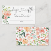 桃の赤面女の子の赤ちゃんシャワーおむつラッフルカード エンクロージャーカード (正面/裏面)