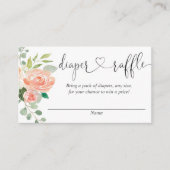 桃の赤面女の子の赤ちゃんシャワーおむつラッフルカード エンクロージャーカード (正面)