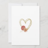 桃の赤 ゴールド フローラルリース ウェディング 招待状 (裏面)