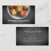 桃の鉢チャルクボードフルーツフードプロフェッショナル 名刺 (正面/裏面)