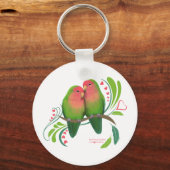 桃の顔の愛鳥 キーホルダー (正面)