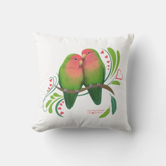 桃の顔の愛鳥 クッション (正面)