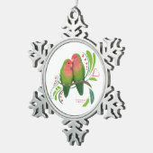 桃の顔の愛鳥 スノーフレークピューターオーナメント (右)