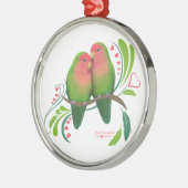 桃の顔の愛鳥 メタルオーナメント (左)