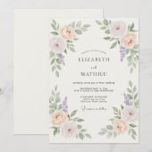 桃の魅力あふれる春の結婚式 招待状 (正面/裏面)