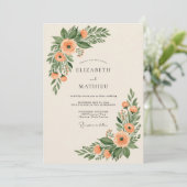 桃の魔法のようなボタニカルウェディング 招待状 (スタンド正面)