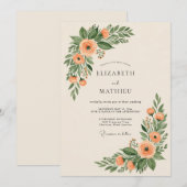 桃の魔法のようなボタニカルウェディング 招待状 (正面/裏面)