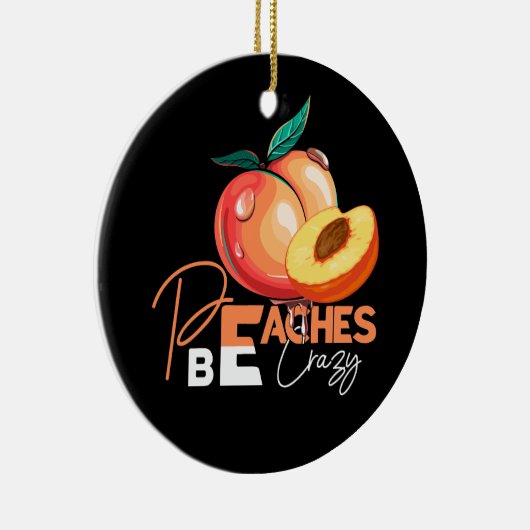 桃は桃のパ熱狂するンおもしろいフルーツアイスティーである セラミックオーナメント (右)