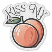 桃をキスして フルーツ ジョーク 果物 シール (正面)