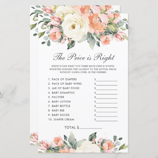 桃アイボリーフローラシャワー価格は右ゲーム (正面/裏面)