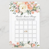 桃アイボリーフローラブライダルシャワービンゴパーティーゲーム (正面/裏面)