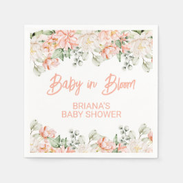 桃アイボリーベージュニュートラルベビーシャワー スタンダードカクテルナプキン