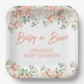 桃アイボリーベージュニュートラルベビーシャワー ペーパープレート (正面)