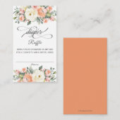 桃アイボリー赤面フローラベビーシャワーおむつラッフル エンクロージャーカード (正面/裏面)