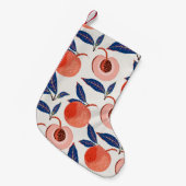 桃アプリコット葉のクリーム背景 スモールクリスマスストッキング (正面 (吊り時))