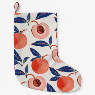 桃アプリコット葉のクリーム背景 スモールクリスマスストッキング