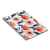 桃アプリコット葉のクリーム背景 ノートブック (右側)