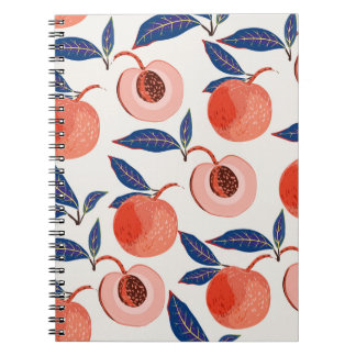 桃アプリコット葉のクリーム背景 ノートブック