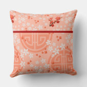 桃インスパイアの日本のピンクの着物猫 クッション (裏面)