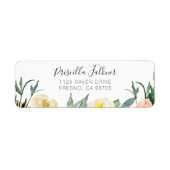 桃エレガントとクリームの水色の花 ラベル (正面)