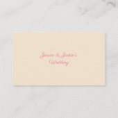 桃エレガントとピンクのフローラ結婚ズ プレイスカード (裏面)