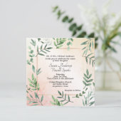 桃エレガントの動植物Touch結婚 招待状 (スタンド正面)